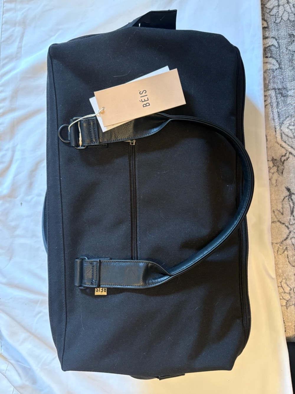 BEIS Black Duffel Bag with Shoulder Straps